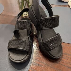 Black Skechers Luxe Foam Sparkle Sandals Size 8